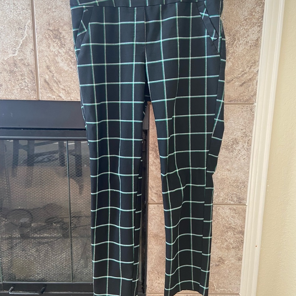 Black with green and white detailing dress pants